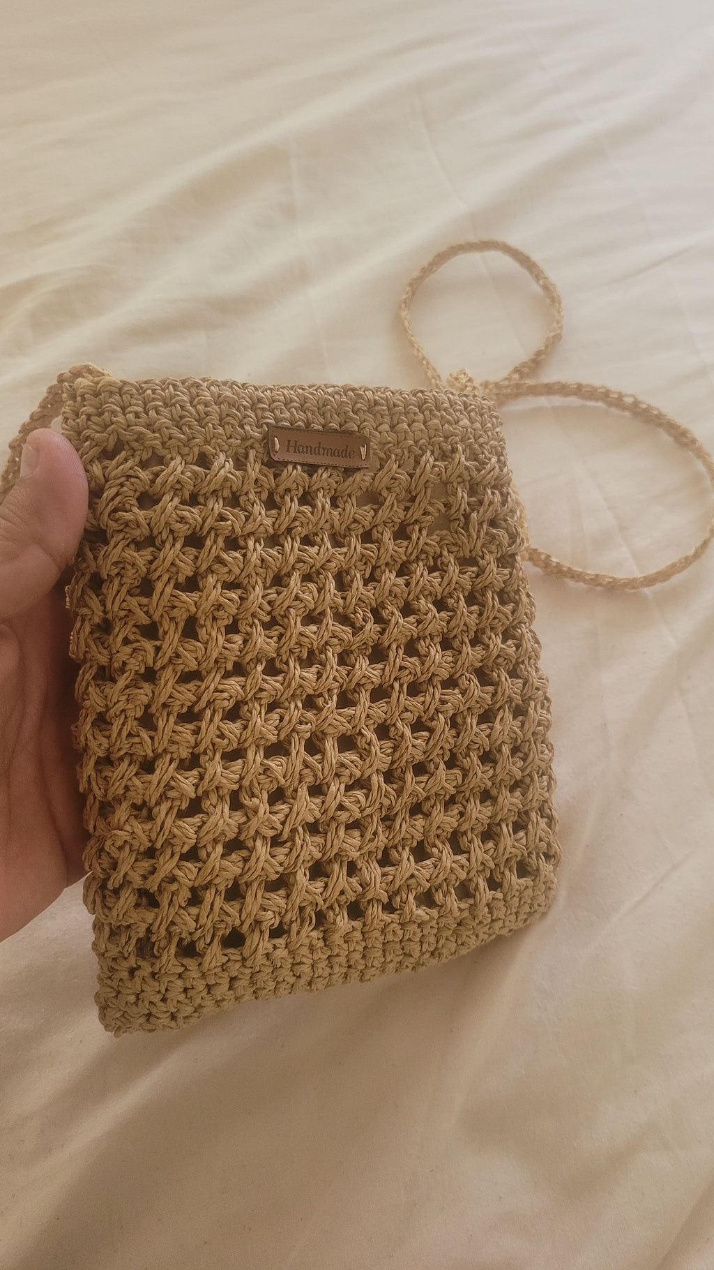 Minimalist Straw Crossbody Bag - Handmade Woven Raffia Style Purse by Seval Özsoy - Natural Boho Summer Bag - Unique Artisan Gift for Her