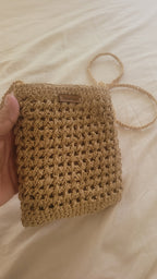 Minimalist Straw Crossbody Bag - Handmade Woven Raffia Style Purse by Seval Özsoy - Natural Boho Summer Bag - Unique Artisan Gift for Her