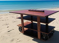 Multifunctional Drop Leaf Table with Cast Iron Wheels Homeartparis production
