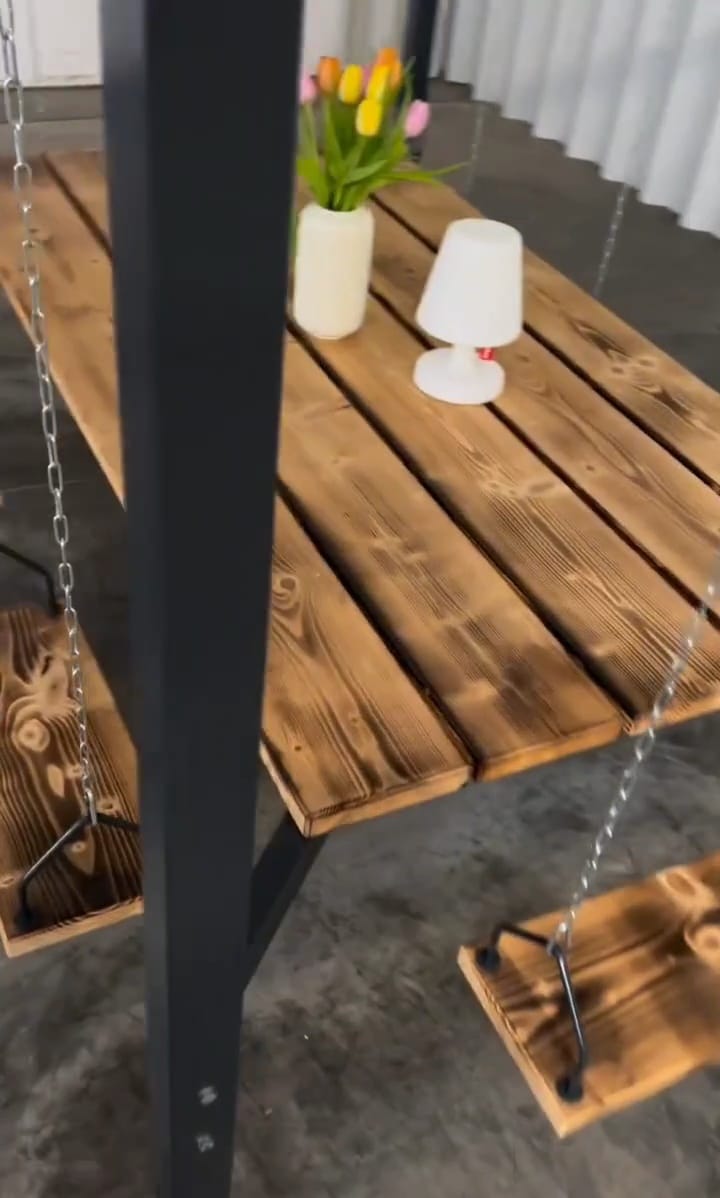 The Swing Table porch garden Dining Set - 1.3 Ton Capacity Heavy-Duty Metal Frame Commercial Furniture by home art paris