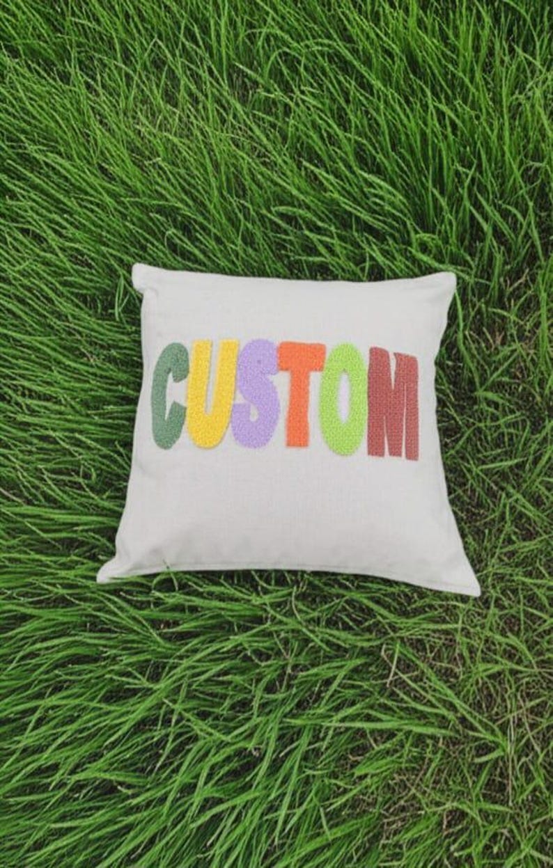 homeartparis desing Custom Text Punch Needle Pillow, Choose Your Colors, Personalized Word Cushion Cover, Fun Home Decor Gift by SevalDesing