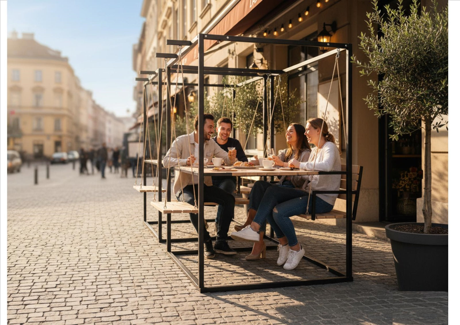 Swing Table porch garden Dining Set - 1.3 Ton Capacity Heavy-Duty Metal Frame Commercial Furniture by home art paris