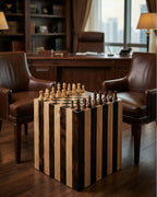exquisite handcrafted chess table, a premium Homeartparis production. Designed with a perfect blend of functionality and artisan aesthetics, this solid wood table serves as both a professional