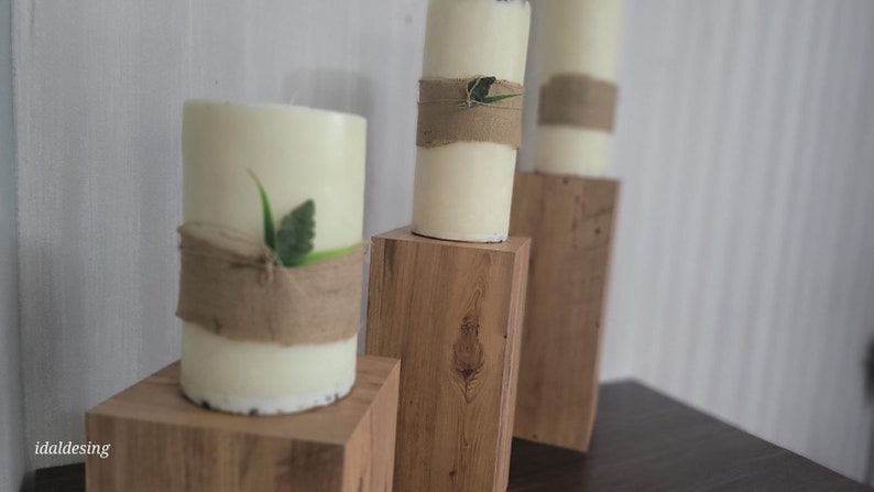 Large Tower Pillar Candle Set Rustic Mantle Decor Homeartparis production
