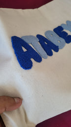 baby pillow Text Lumbar Pillow, Punch Needle Personalized Cushion Cover, Rectangular Name Pillow, Linen Decor Gift