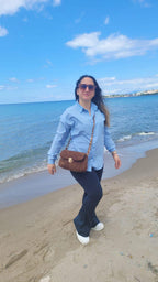 Brown Soft Plush Shoulder Bag - Handmade Designer Crossbody by Seval Özsoy - Luxury Cozy Faux Fur Purse with Gold Chain - Unique Gift