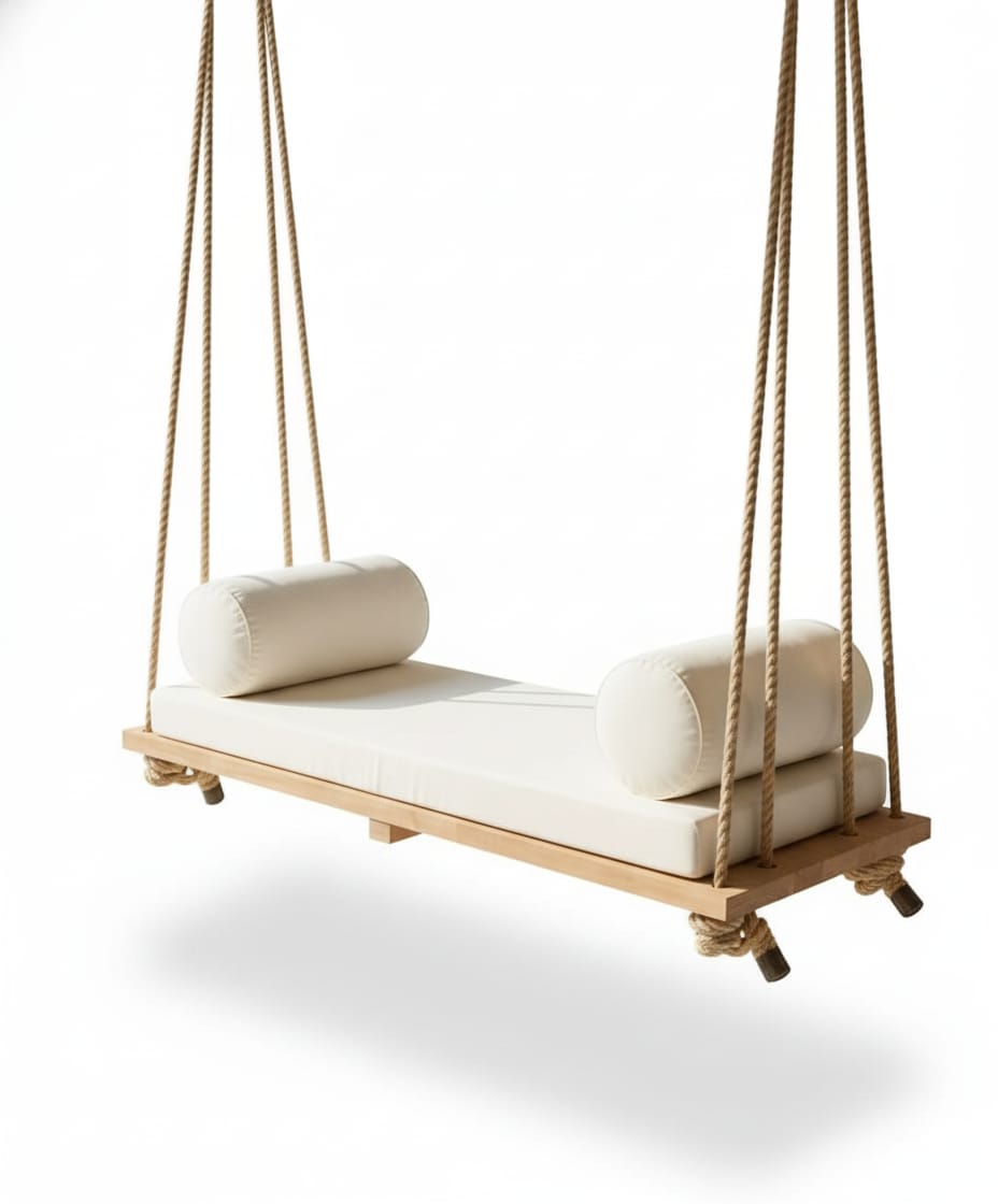 Modern Massive Wood Hammock-Style Hanging Swing - 140 cm - Homeartparis production