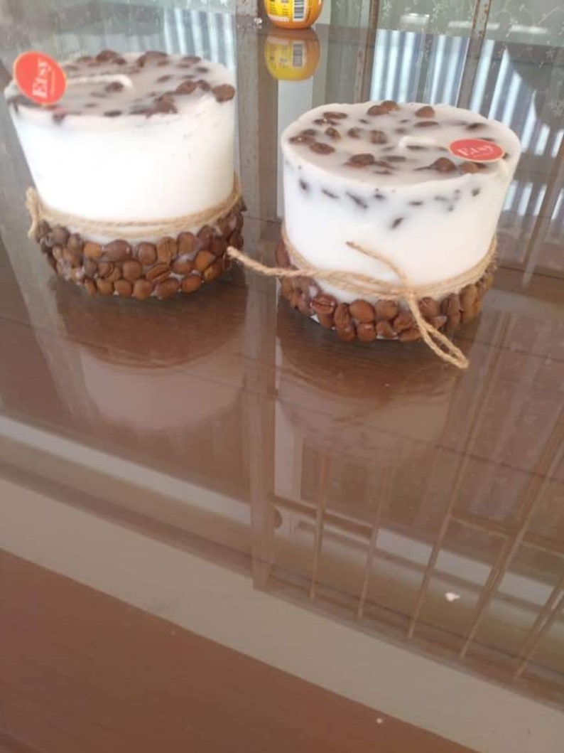 Coffee Bean Scented Candle,2 pcs set Handmade Paraffin Wax Decor, Home & Office Gift, Housewarming Present, Coffee Lover Gift, Cafe Decor Homeartparis production