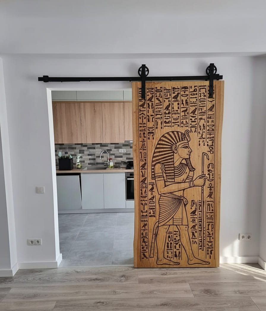 Solid Wood Sliding Barn Door - Custom Artisanal Interior Door with Hardware - Homeartparis production