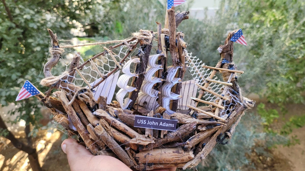 The USS John Adams Wooden Model Boat Driftwood Art Homeartparis production