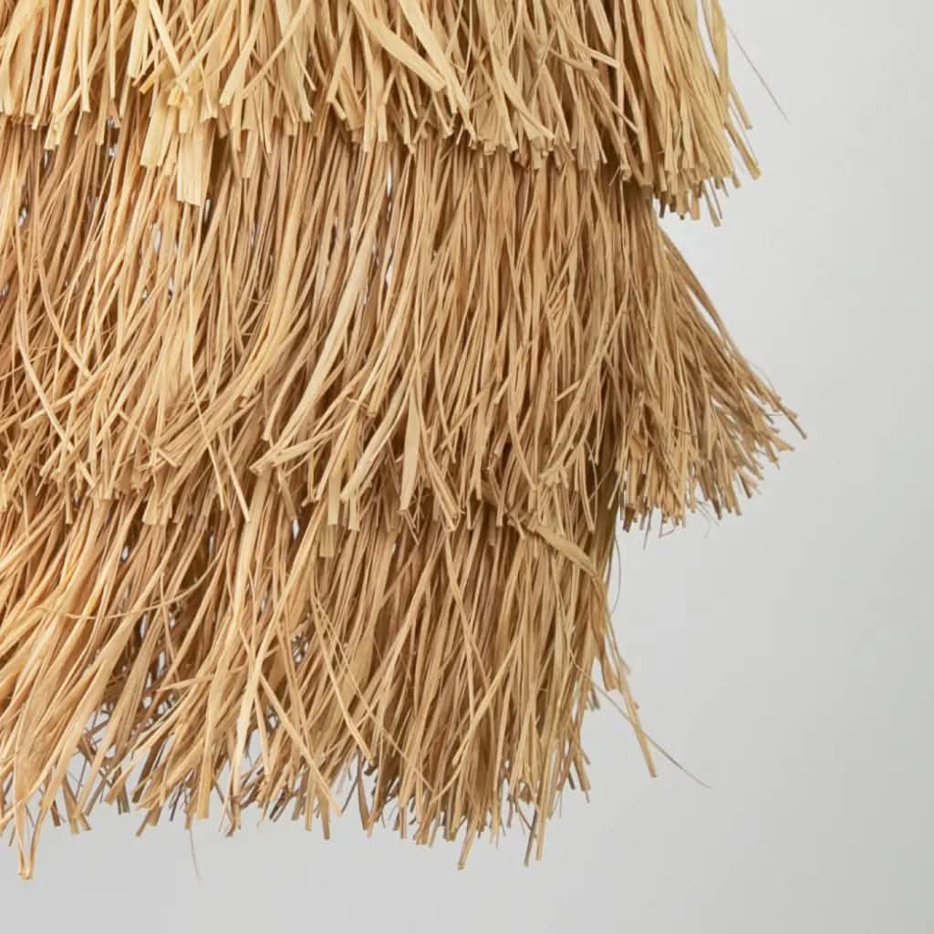 Artisanal Layered Raffia Pendant Light - Bohemian Luxury Chandelier for Exotic Interiors & Verandas