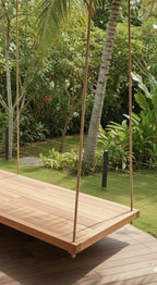 Handcrafted Spruce Wood Hanging Swing Bed - Complete All-Inclusive Set - Homeartparis production
