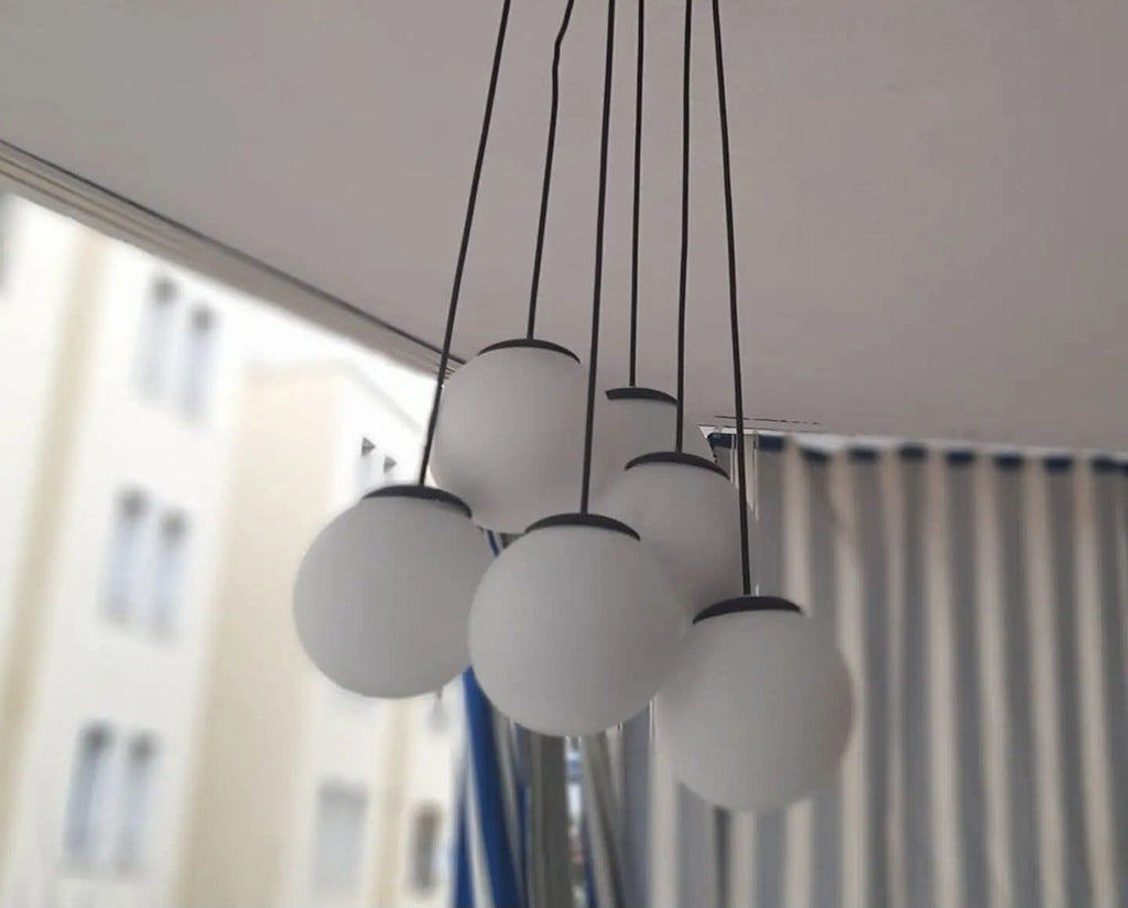 Modern White Glass Globe Pendant Light Homeartparis production