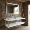 Homeartparis Handcrafted 2-Tier Hanging Vanity Set - Floating Rustic Bathroom Unit with Mirror