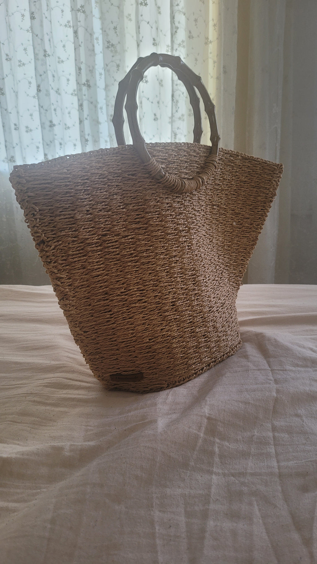 The Homeartparis Oversized Straw Tote Bag - Handmade Raffia Beach Bag by Seval Özsoy - Large Summer Vacation Bag with Bamboo-Look Handles - Chic Bohemian Gifts
