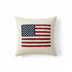 homeartparis Punch Needle American Flag Pillow Cover | Tufted USA Flag Cushion | Patriotic Home Decor Accent | Handmade 4th of July Gift