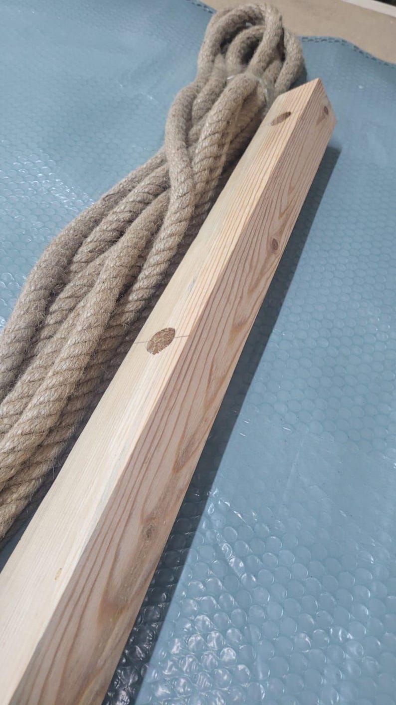 Wood Rope Fence Kit 4 Wood Posts Coastal Garden Border Jute Option Homeartparis production