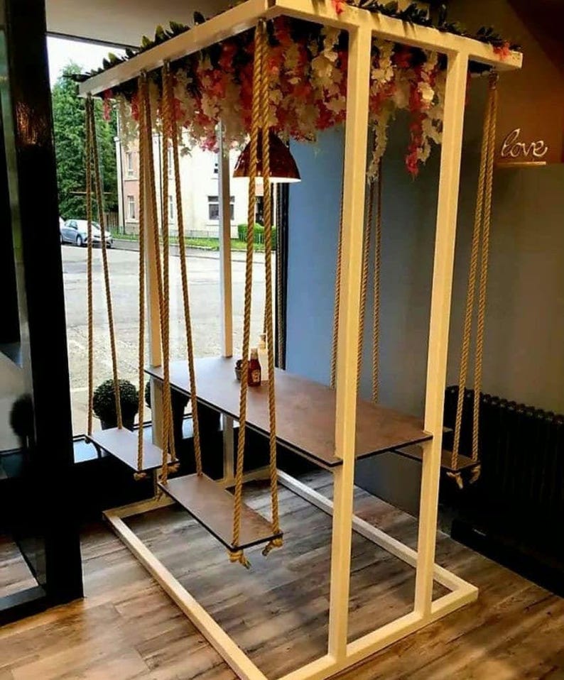 Swing Table porch garden Dining Set - 1.3 Ton Capacity Heavy-Duty Metal Frame Commercial Furniture by home art paris