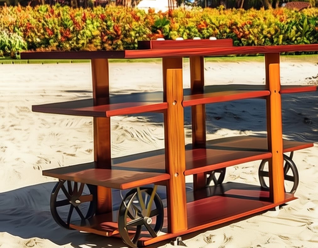 Multifunctional Drop Leaf Table with Cast Iron Wheels Homeartparis production