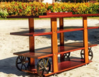 Multifunctional Drop Leaf Table with Cast Iron Wheels Homeartparis production