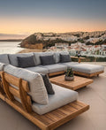 Modern Pine Wood Outdoor Sofa Set with Zippered Cushions Terrace Lounge Furniture Homeartparis production