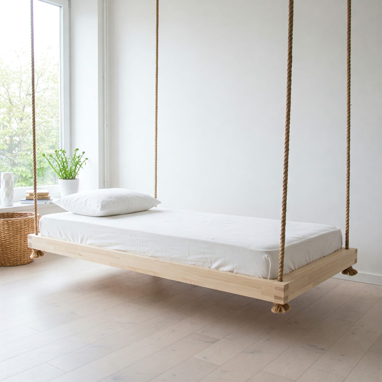 Desing Hanging Swing bed Set | Includes Cushion & Pillow, 70x190 cm Porch Swing, Modular Joinable Design, Floating Sofa