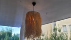 Handwoven Cylindrical Raffia Pendant Light - Exotic Island Style Boho Chandelier for Patios, Bars & Modern Interiors