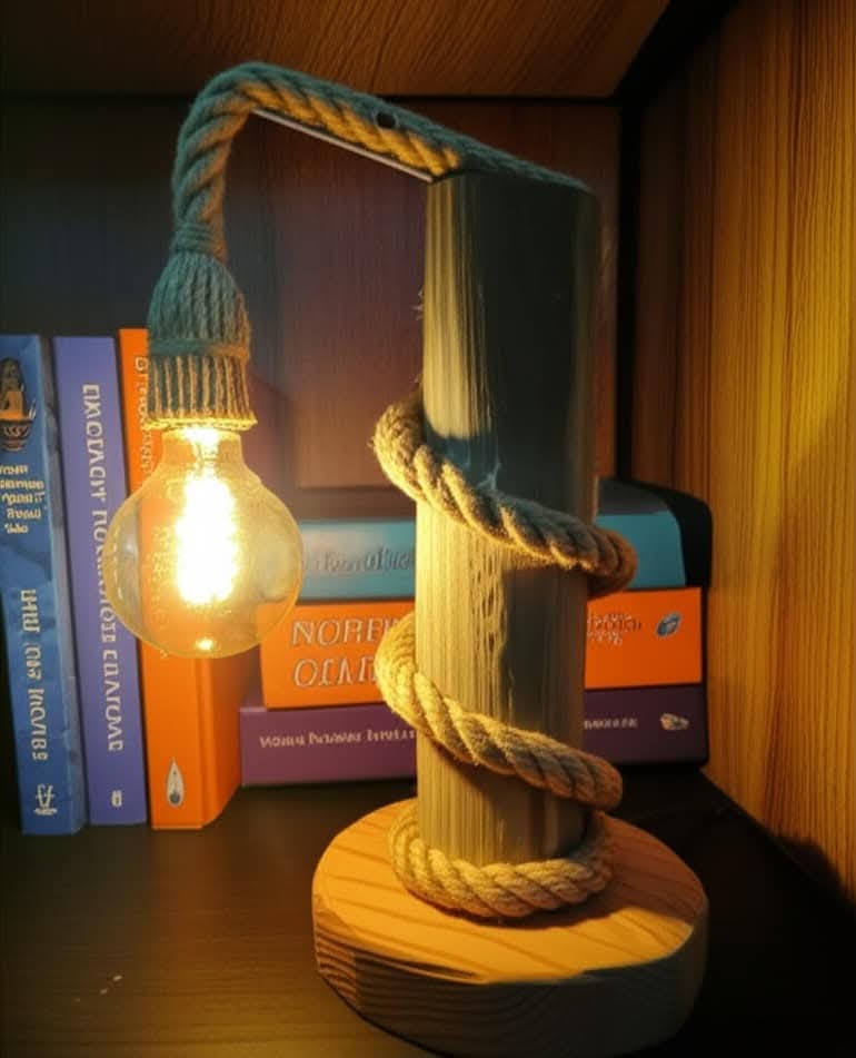 Vintage Table Lamp Crafted from 100-Year-Old Historic Telegraph Pole - Homeartparis production