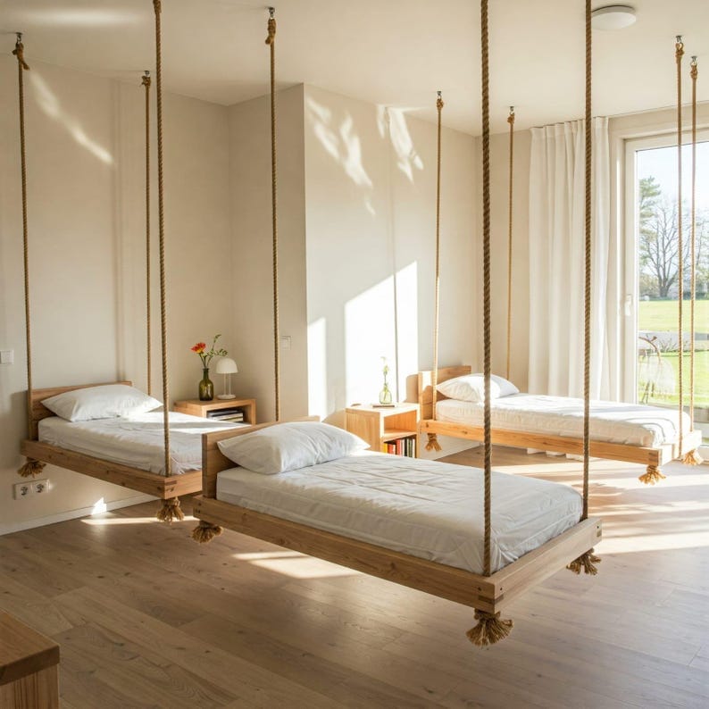 Desing Hanging Swing bed Set | Includes Cushion & Pillow, 70x190 cm Porch Swing, Modular Joinable Design, Floating Sofa