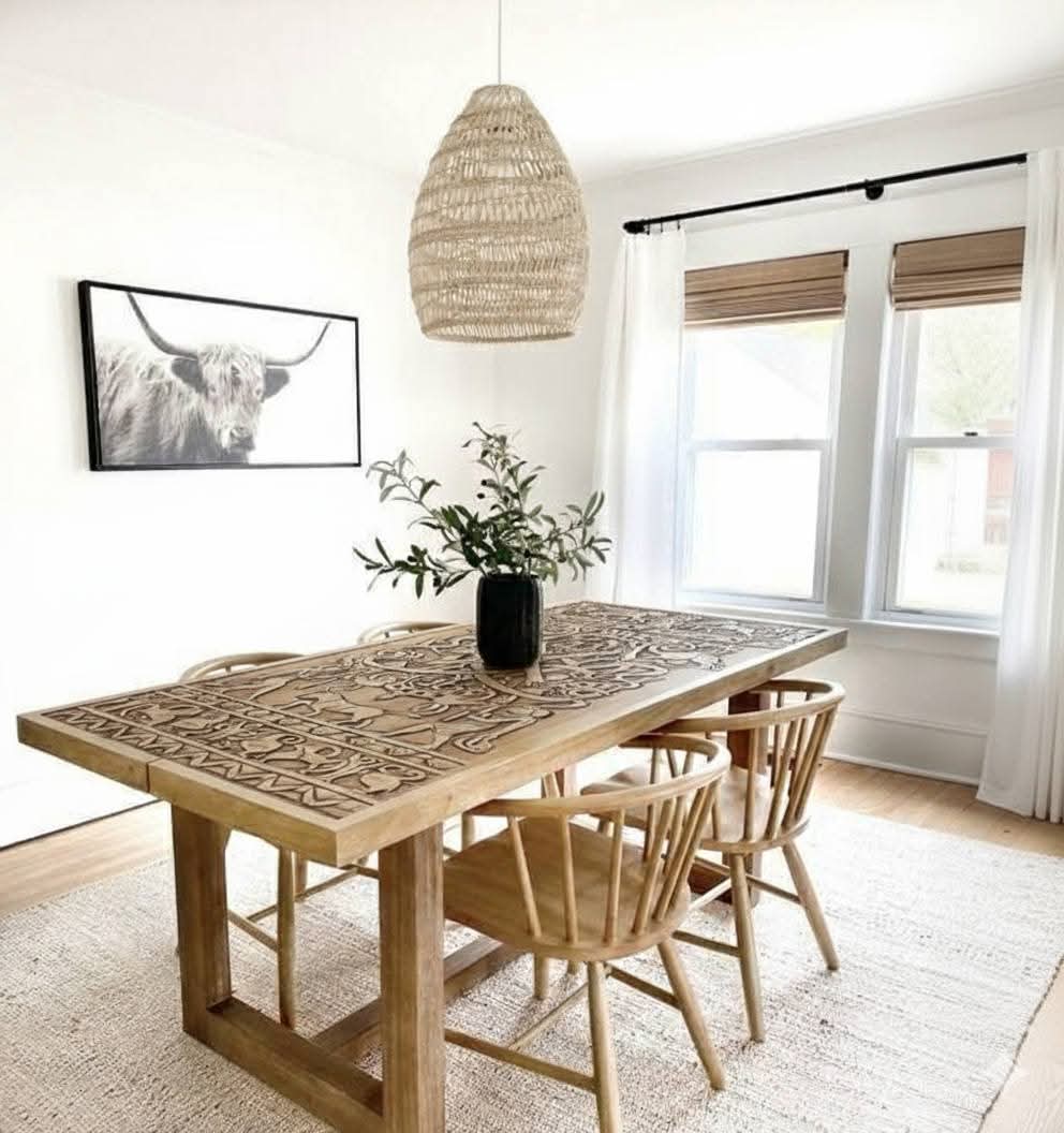 Hand-Carved & Wood-Burned Rustic Spruce Dining Table - Homeartparis production
Important Note: Free Worldwide Shipping & Secure Delivery!