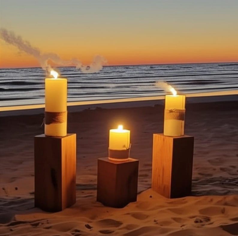 Large Tower Pillar Candle Set Rustic Mantle Decor Homeartparis production