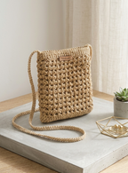 Minimalist Straw Crossbody Bag - Handmade Woven Raffia Style Purse by Seval Özsoy - Natural Boho Summer Bag - Unique Artisan Gift for Her