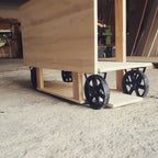 Multifunctional Drop Leaf Table with Cast Iron Wheels Homeartparis production