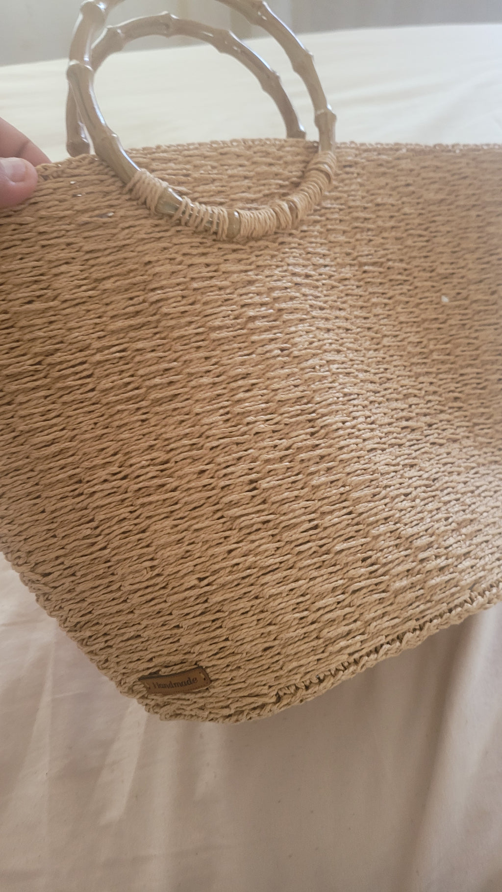 The Homeartparis Oversized Straw Tote Bag - Handmade Raffia Beach Bag by Seval Özsoy - Large Summer Vacation Bag with Bamboo-Look Handles - Chic Bohemian Gifts