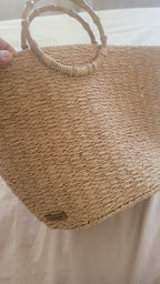 The Homeartparis Oversized Straw Tote Bag - Handmade Raffia Beach Bag by Seval Özsoy - Large Summer Vacation Bag with Bamboo-Look Handles - Chic Bohemian Gifts