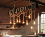 Grand 138 cm Wood Beam Chandelier with 15 Rope Pendants and Artificial Flowers Homeartparis production