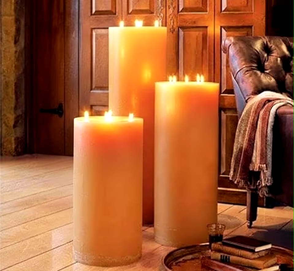 Set of 3 Majestic Tall Pillar Candles - Luxury Floor Candles - Homeartparis production