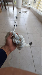 White Rope Handrail Kit (5m Rope + 5 Brackets), Rustic Stair Railing, Wall Mount Banister Coastal Farmhouse