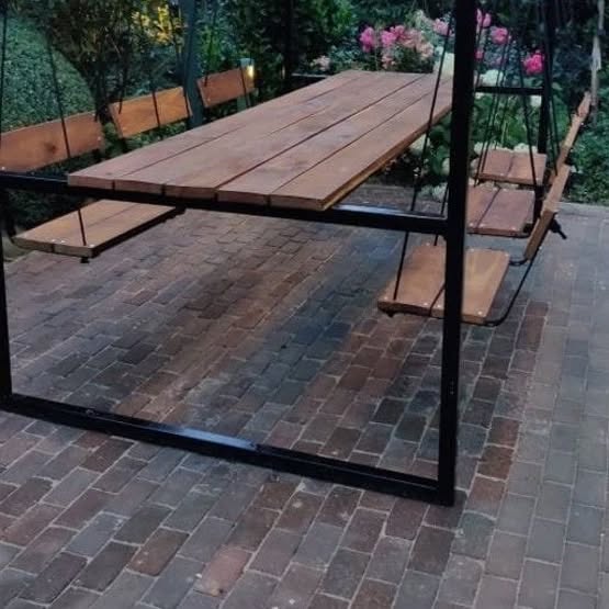 Home art paris Swing Table Dining Set - 1.3 Ton Capacity Heavy-Duty Metal Frame Commercial Furniture by home art paris