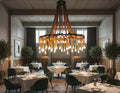 Grand 35-Arm Jute Rope Chandelier - Large Industrial Round Pendant Light - Homeartparis production