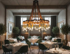 Grand 35-Arm Jute Rope Chandelier - Large Industrial Round Pendant Light - Homeartparis production