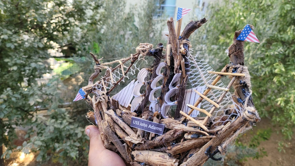 The USS John Adams Wooden Model Boat Driftwood Art Homeartparis production