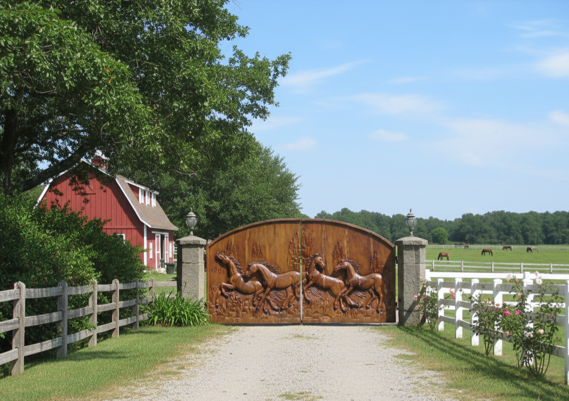 Masterpiece Hand-Carved Solid Chestnut Grand Entrance Gate - 4.5 Meters Wide Luxury Exterior Door - Homeartparis production