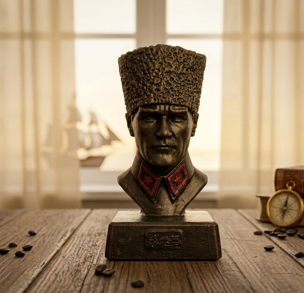 Black Mustafa Kemal Ataturk Bust Historical War Statue Memorial Homeartparis production