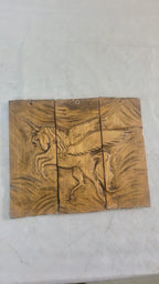 A Mythological Legacy: 3-Piece Hand-Carved Wooden Pegasus Art - Homeartparis production
