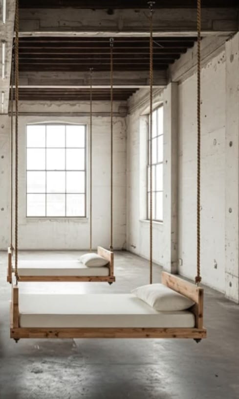Desing Hanging Swing bed Set | Includes Cushion & Pillow, 70x190 cm Porch Swing, Modular Joinable Design, Floating Sofa