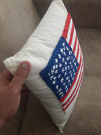 homeartparis Punch Needle American Flag Pillow Cover | Tufted USA Flag Cushion | Patriotic Home Decor Accent | Handmade 4th of July Gift