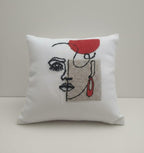 homeartparis Punch Needle Abstract Mask Pillow Cover | Handmade Bohemian Eclectic Decorative Cushion | Vibrant Colors