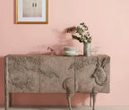 Hand-Carved Chestnut Wood Sideboard with Deer Relief Art - Custom Wildlife Design Homeartparis production