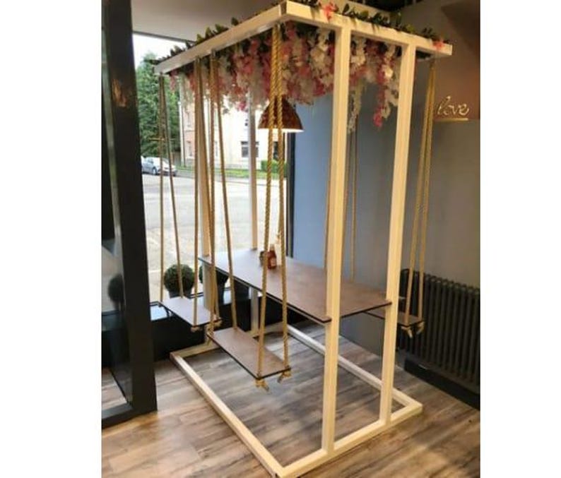 Swing Table porch garden Dining Set - 1.3 Ton Capacity Heavy-Duty Metal Frame Commercial Furniture by home art paris